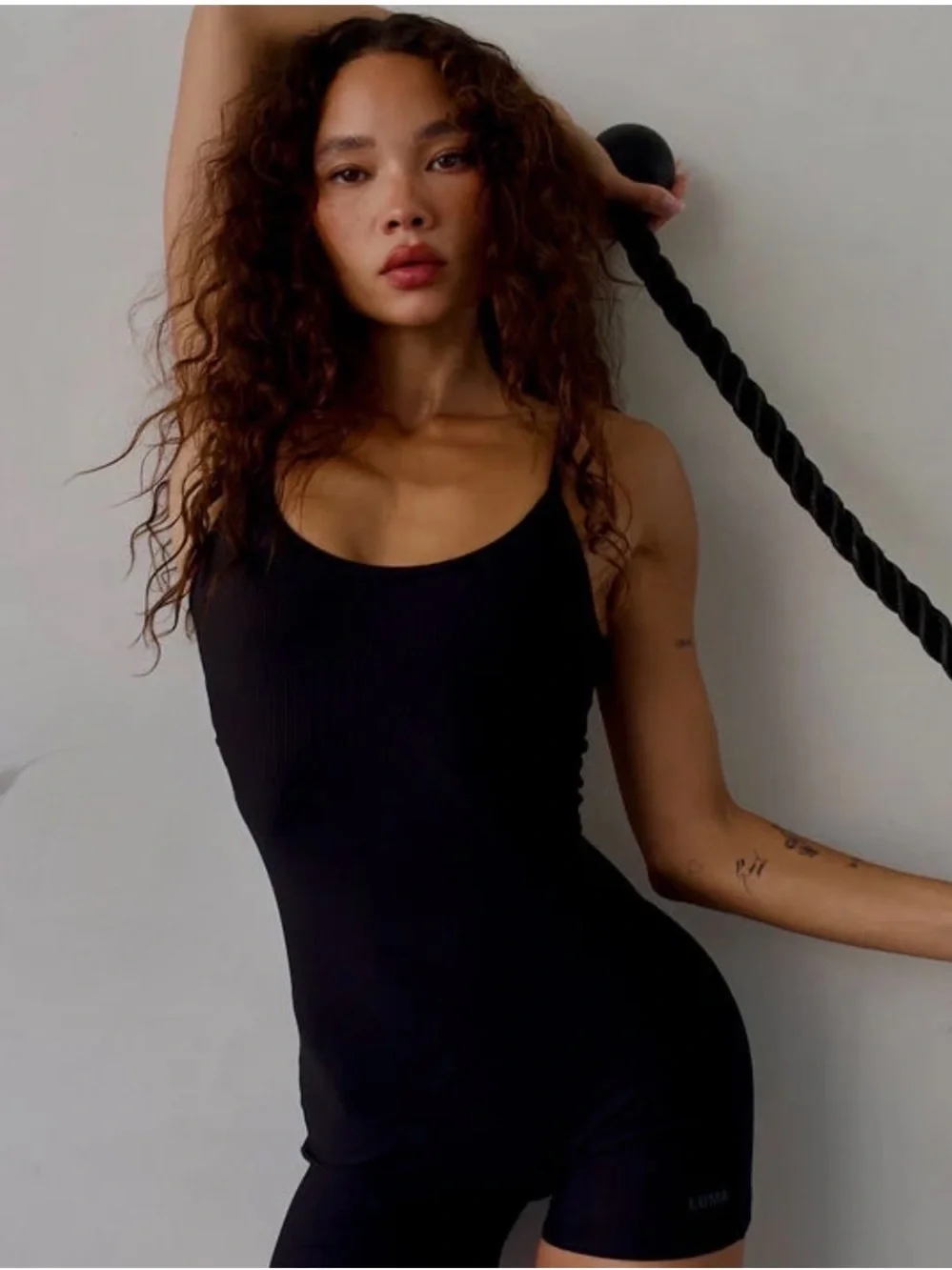 LDMA The Taylor Ribbed Romper in Black Size Medium NWT